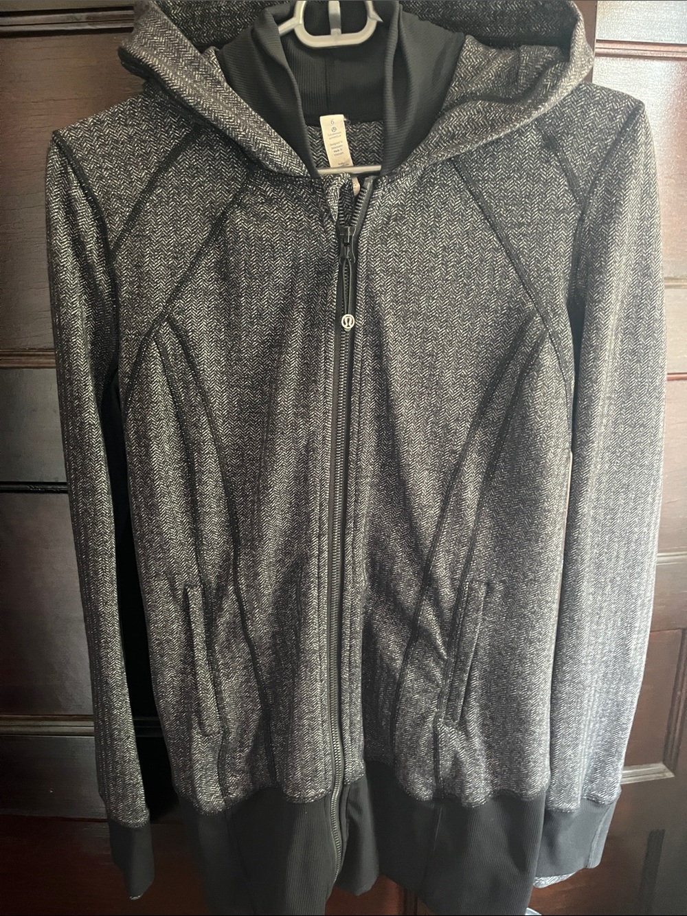lululemon athletica Black & Gray Heather Zip-Up Hoodie Jacket